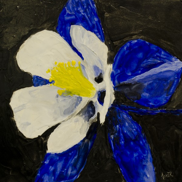 Blue Columbine - Encaustic