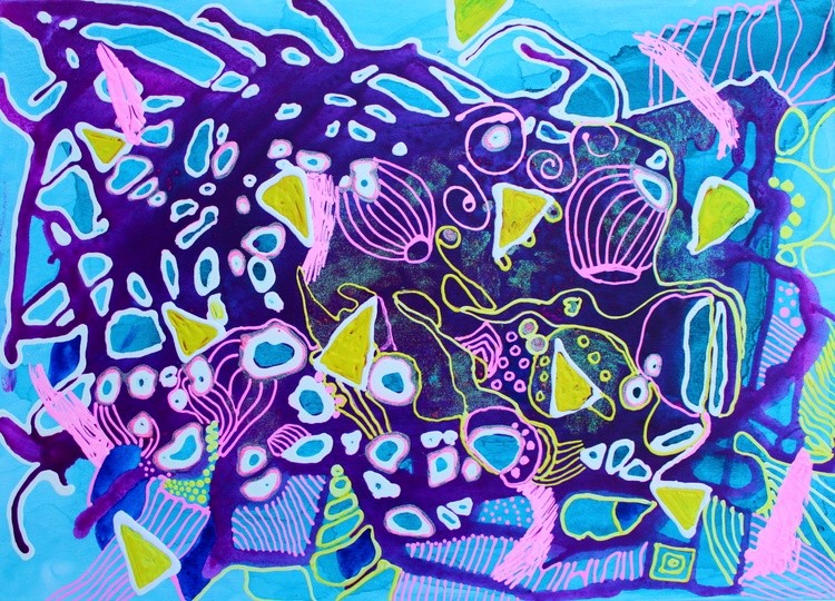 175. Tundra Acrylic, Watercolor on Linen 52x73cm,