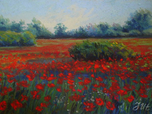 Poppy landscape/ Diptych, 2 part.