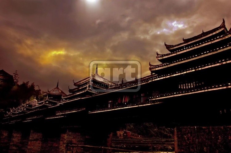 Wind and rain bridge of Dong Minority  in Tongdao County of Hunan,China