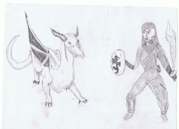 Warrior and dragon