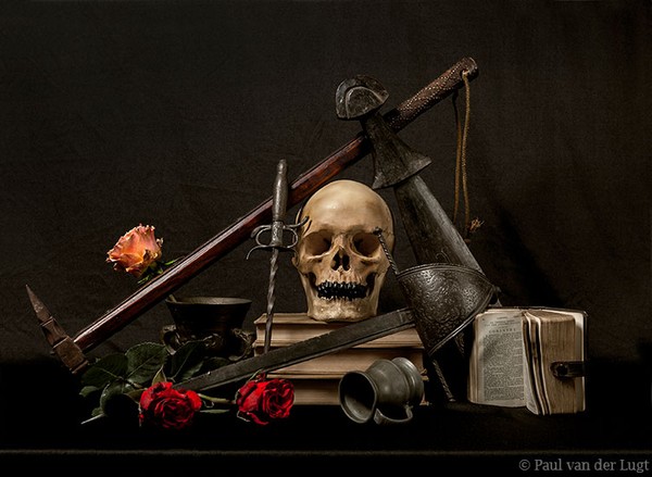 Still life with medieval weapons