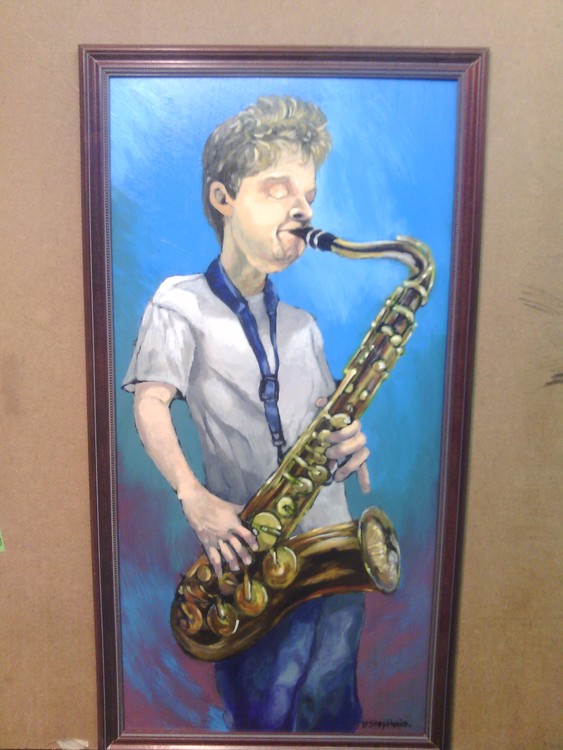 Portrait Painting commission work with sax