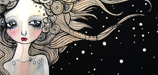 her hair spins under the milky way