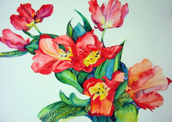  Art print Watercolor flowers painting 