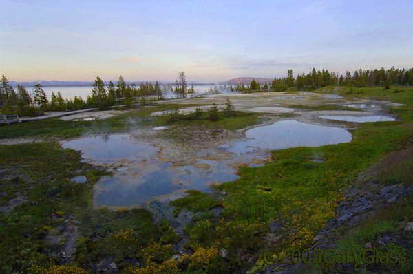 West Thumb Geyser Basin at Sunset