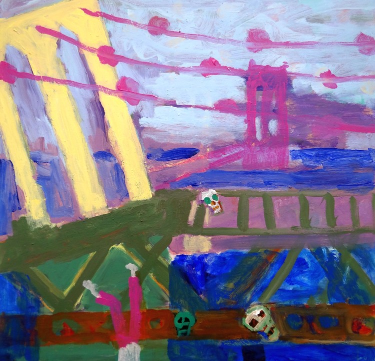 Death artist on Brooklin Bridge