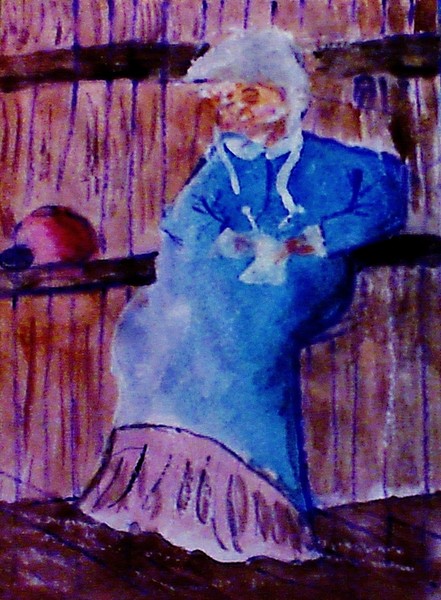 Lady knitting