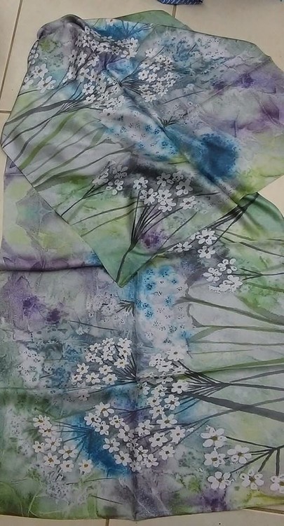 summer / watercolor art / silk scarf 
