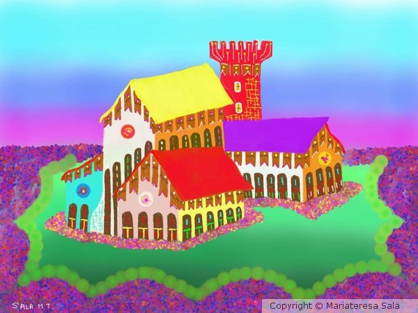 the fortified village digital naif art