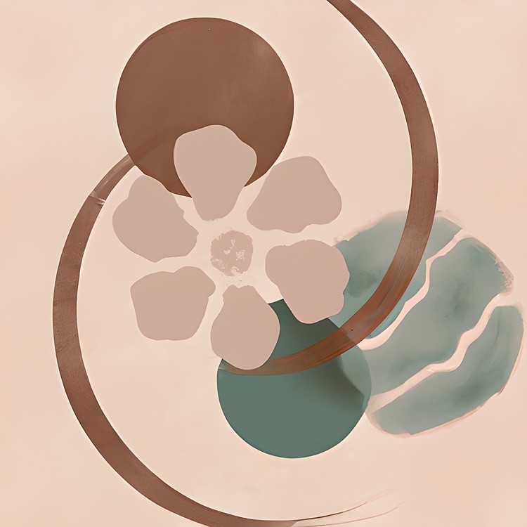 Yin Yang flower abstract minimalist painting