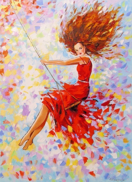 GIRL ON THE SWING PAINTING