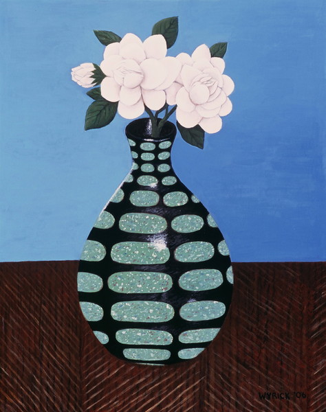 Green Pot with Gardenias
