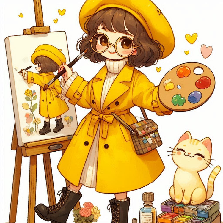 The cute little girl working coloring