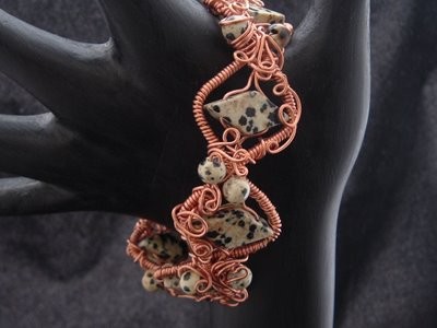 Copper and Dalmation Jasper Bracelet