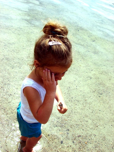 she caught a butterfly 