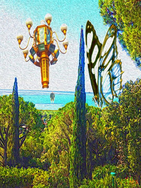 starship landing with big butterfly