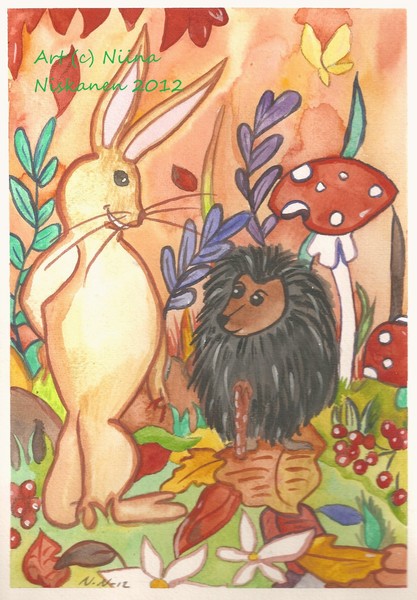 Hare and a hedgehog