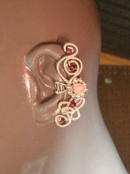 Silver, amethyst and rose quartz ear cuff