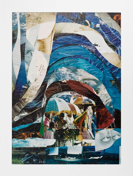 4. Sailing to Africa. Collage. Size : 50 x 70 cms.