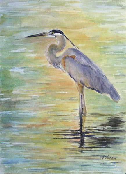 Blue heron at Malibu lagoon by patricia pushaw | ArtWanted.com