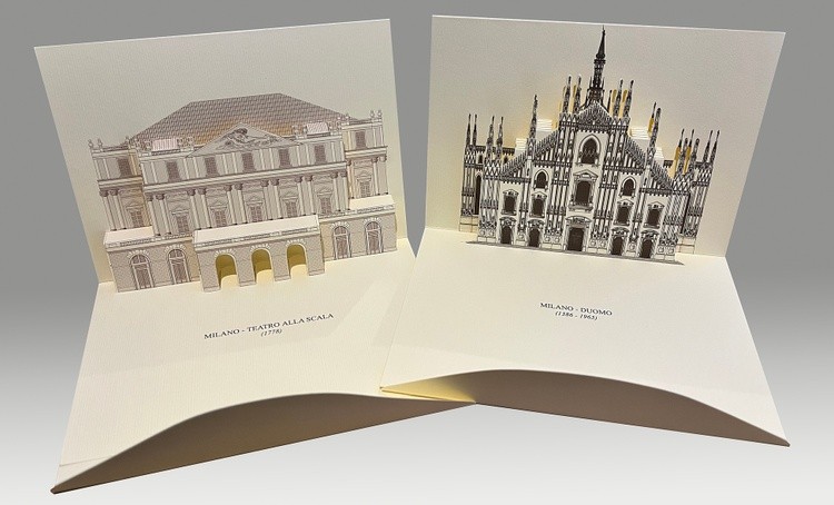 3D Popup Kirigami postcards - Milan, Italy