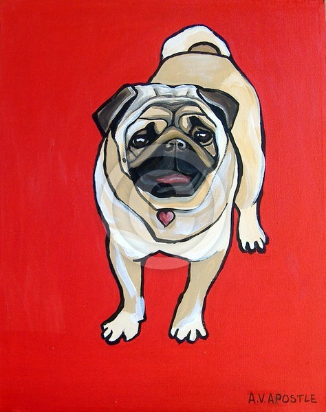 PUG Dog with RED