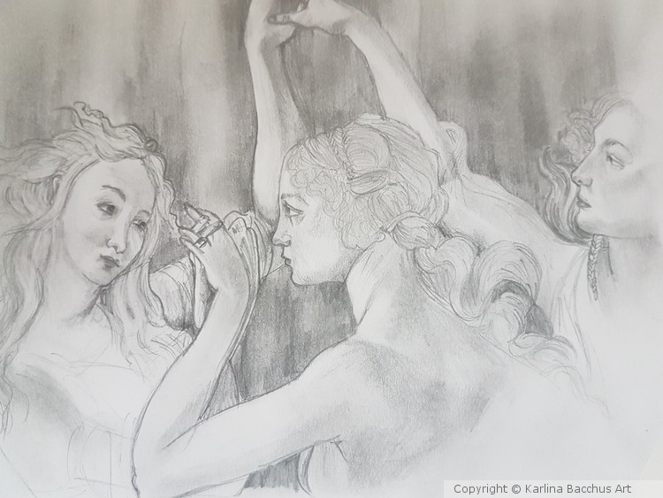 Pencil Study of 'La Primavera' Botticelli