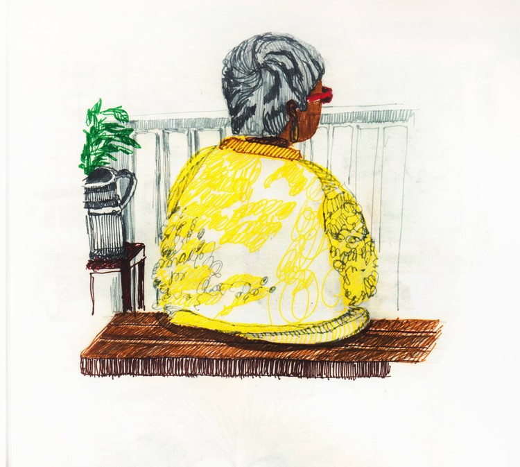 An old woman in a  angora sweaterBudapest 2015