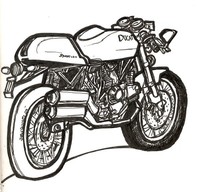 Ink drawing done in one hour..Dugati sport 1000