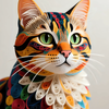 Vibrant Cat Portrait in Quilling Style