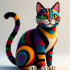 Colorful Block Mosaic Cat