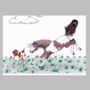 Paint Horse & German Shorthair Pointer Dog Whimsical Illustration