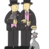Two grooms with their pets.