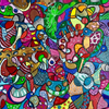 (sold) Coralli. 50*61*2cm, acrylic, linen canvas, psychedelic, colorful, doodles, subconscious,