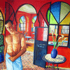 assaf henigsberg in maroccan room  homosexual paintings queer lgbt artist raphael perez