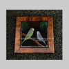 Budgies in Dragon Tree Dot Art Ceramic Tile