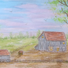 THE OLD BARN. WATERCOLOR