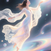 Ethereal Woman in Flowing Gown