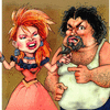 Cyndi Lauper & Captain Lou Albano - Caricature Art