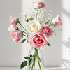Pink and White Roses in Vase