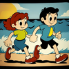 Joyful Beach Run at Sunset