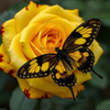 Butterfly Resting on Yellow Rose