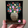 Brown Ombre Flower Vase Dot Art ACEO