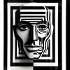 Geometric Black and White Face