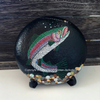 Rainbow Trout and Fly Dot Art River Stone