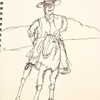 A man on his horse ,a pen rendering 