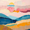 Colorful Abstract Landscape at Sunset