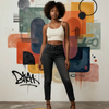 Fashion Model with Abstract Background