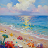 Vibrant Seaside with Colorful Shells